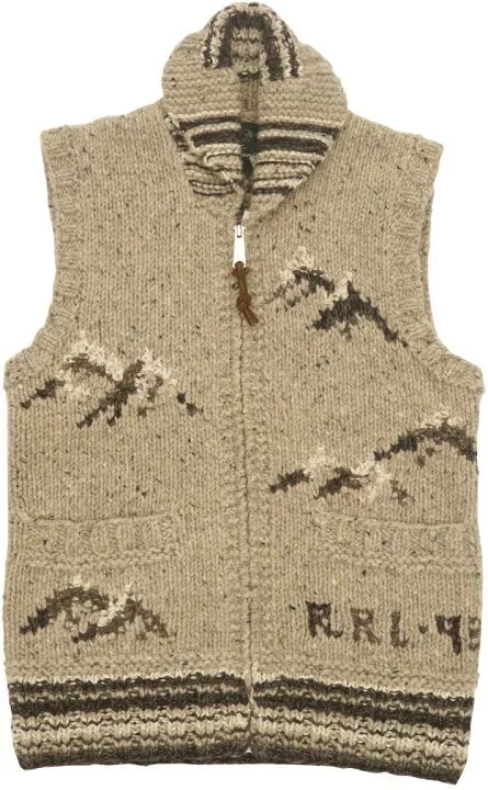RRL Double RL Ralph lauren Hand Knit Wool Cowichan Vest Sweater airplane Sz S