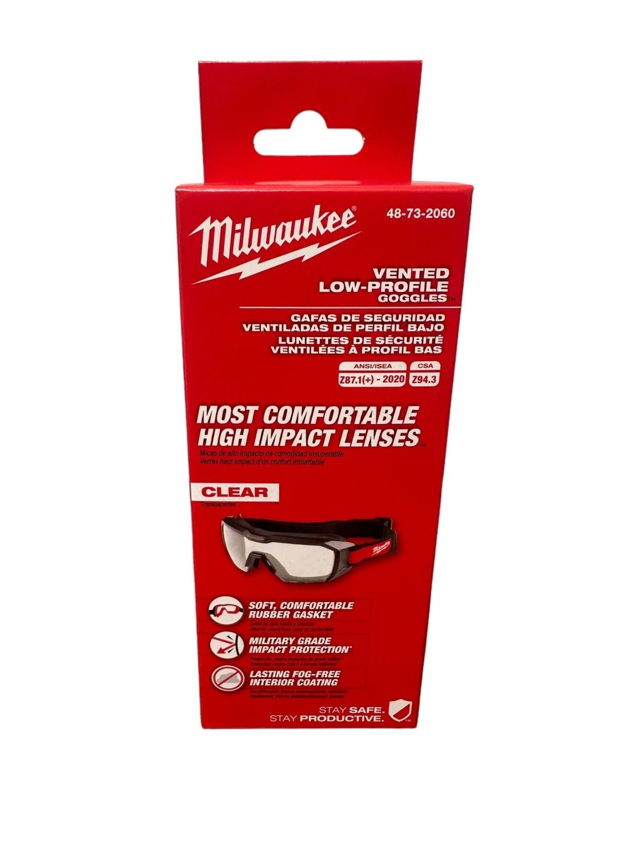 Milwaukee 48-73-2060 Vented Low-Profile Goggles - Clear Dual Coat