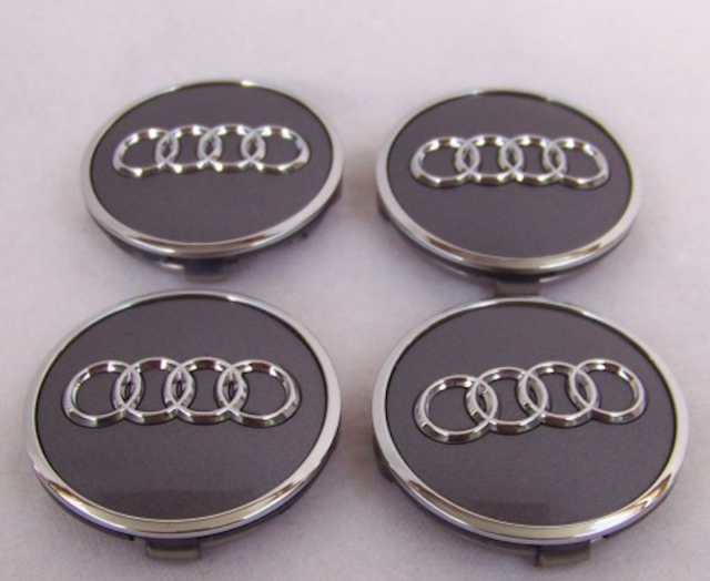 4 Pcs 61mm AUDI Gray 4M060117 Wheel Center Caps Logo Badge Hub Caps Rim