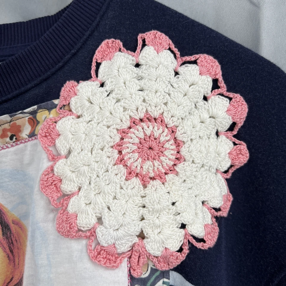 Sudadera Britney Spears Reciclada Floral Coqueta Apliques Cuello Redondo Mujer XL Foto 4 de 4