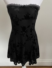 NWT Whimsygoth Babydoll Top/Dress Black Velvet Lace Strapless Large Goth Witchy