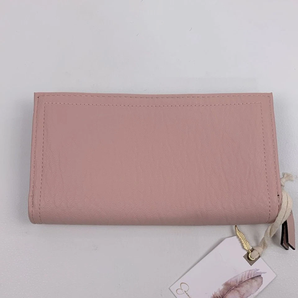 Бумажник Jessica Simpson румяна розовый на молнии вокруг черный белый с подкладкой накладные карманы НОВЫЙ - Изображение 3 из 4