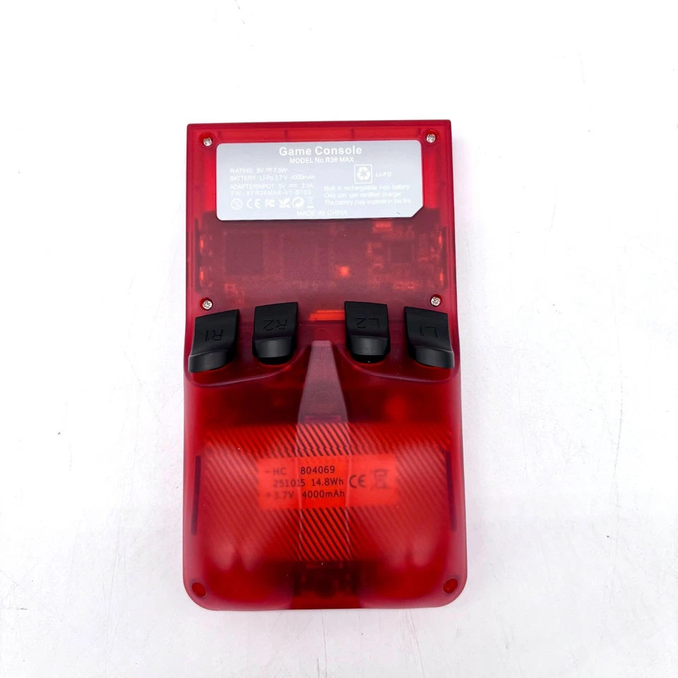 Consola portátil estilo retro código abierto - transparente roja R36Max Foto 3 de 4