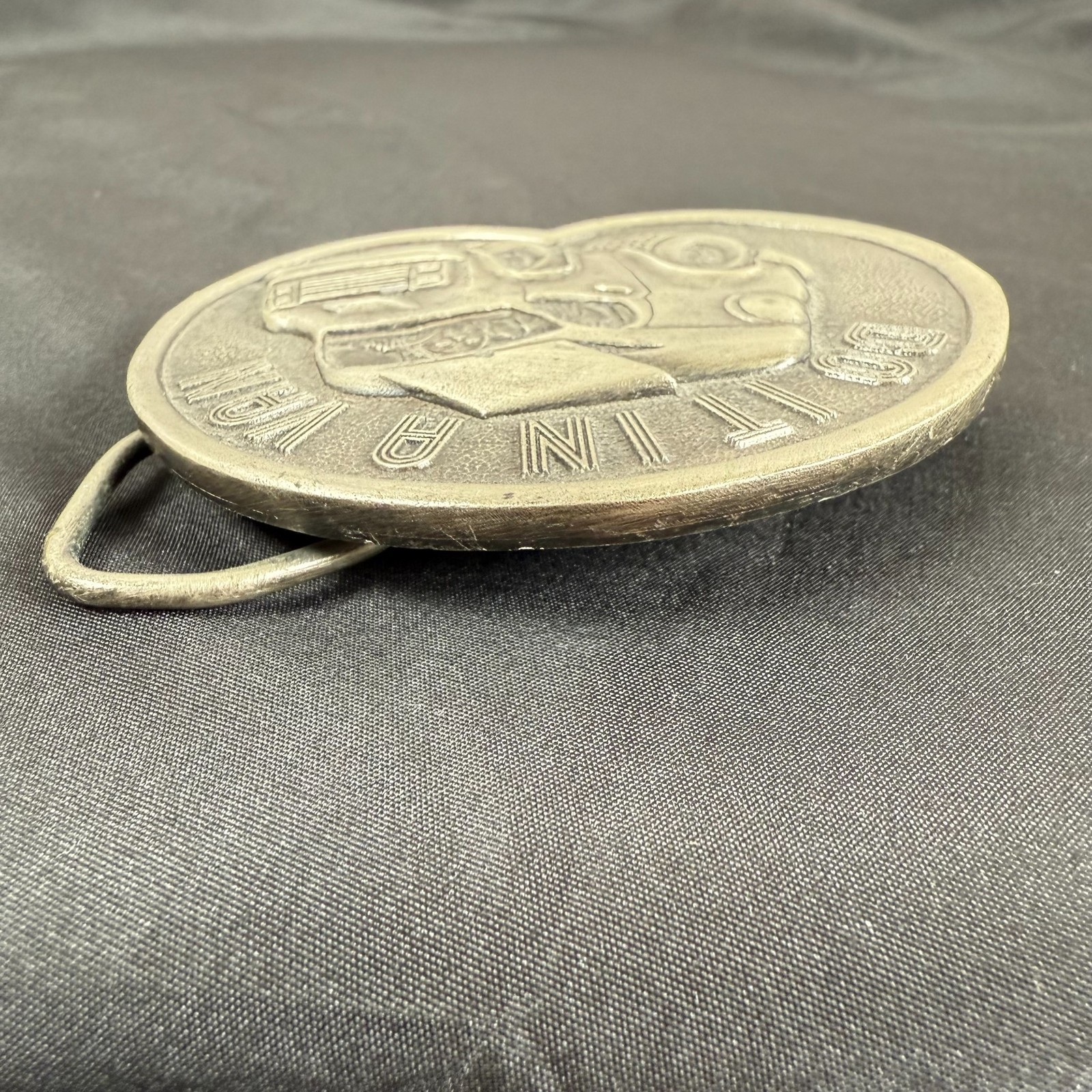 Vintage 1976 Bergamot Brass Works Do It In A Van Belt Buckle 3" Made In USA