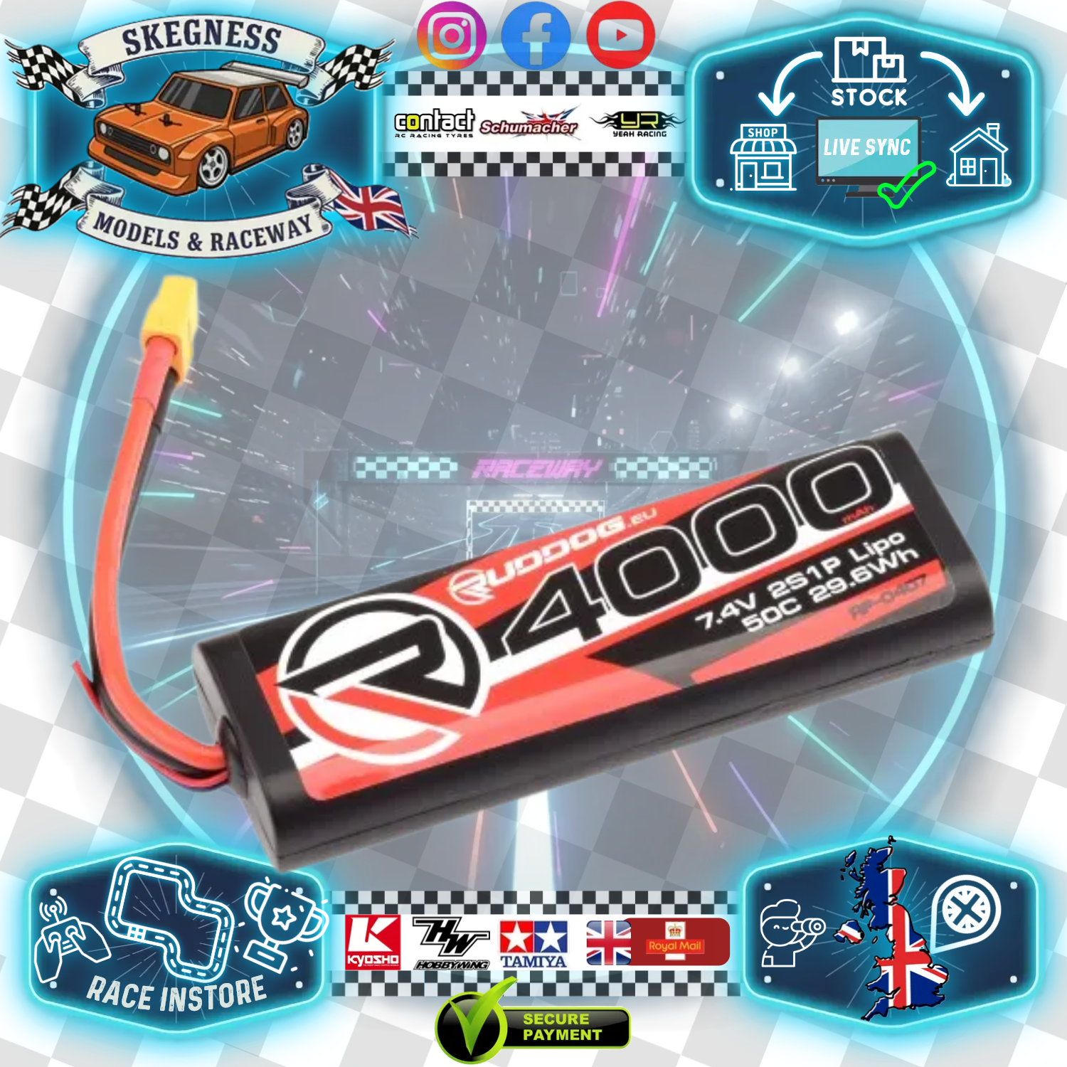 (SALE) Ruddog - 4000mah 50C RC Car/Buggy 7.4v LiPo rounded stick pack battery –