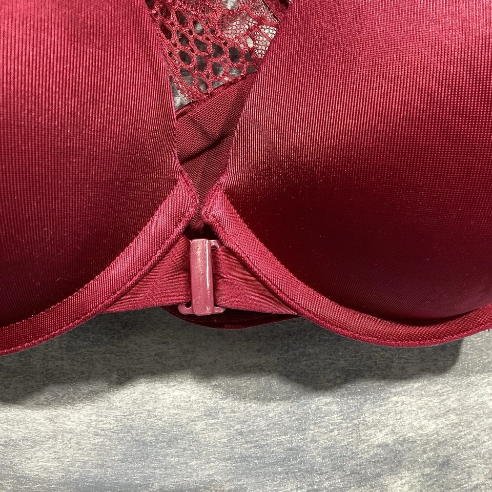 Hermoso Sujetador Ambrielle 38DD Borgoña Acolchado Encaje Con Aros Espalda Corredora Foto 2 de 4