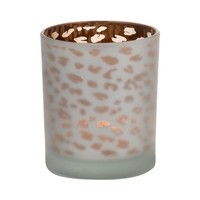 Inna-Glas Votivglas Senga, Leopardenmuster, Matt-Gold, 8Cm, Ø7Cm