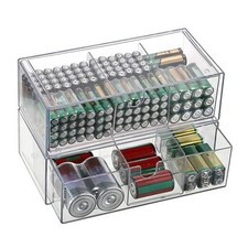 Pack Clear Acrylic Battery Storage Organizer for AA, AAA, 9V, C, D Batteries 2