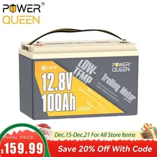 Power Queen 12.8V 100Ah Low-Temp LiFePO4 Battery BMS for 30-70lb Trolling Motor
