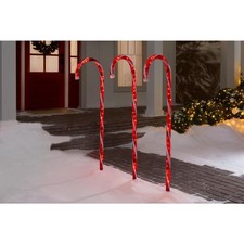 Home Accents Holiday Christmas 3ft LED Candy Canes 3-Pack Yard Porch Patio Decor
