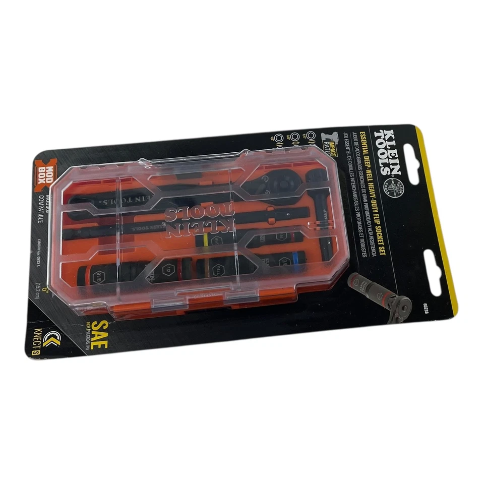 Klein Tools 65235 Deep Well Heavy-Duty Flip Socket Set SAE Ratchet Modbox Knect - Image 3 of 4