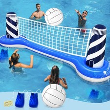 Inflatable Pool Games Volleyball Net Pool Float Set with 19" Beach Ball, Ligh...