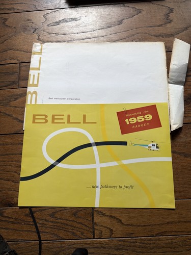 1959 Vintage Bell Helicopters Jet Ranger Brochure Large Format