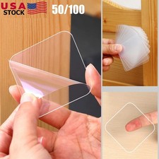100  Large Clear Double Sided Adhesive Pads for Mounting 2.36" Squares Tape Gel