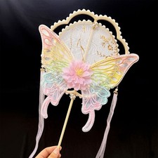 Long Handle Butterfly Dance Fan Performance Photography Costume Accessory Prop