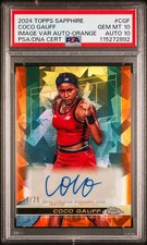 2024 Topps Chrome Sapphire Coco Gauff Auto Orange /25 Variations #CGF PSA 10/10