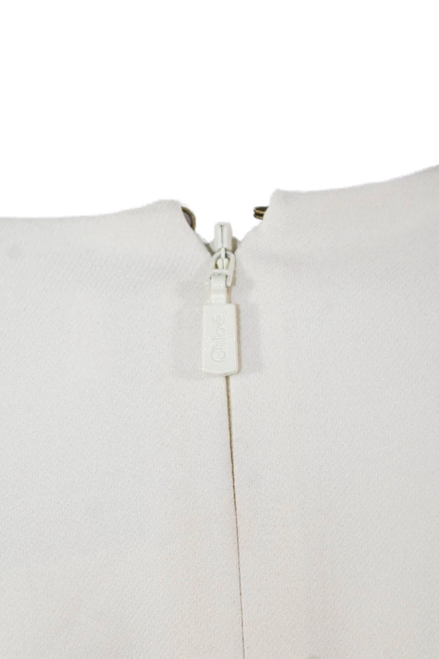 Mini Vestido Chloe Para Mujer Línea A Blanco Manga Larga Cuello Redondo Talla 4 Foto 4 de 4
