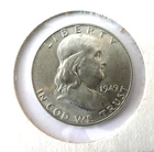 1949 Franklin Silver Half Dollar, Philadelphia Mint, lightly circ/uncirculated