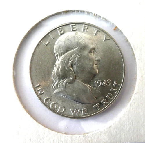 1949 Franklin Silver Half Dollar, Philadelphia Mint, lightly circ/uncirculated