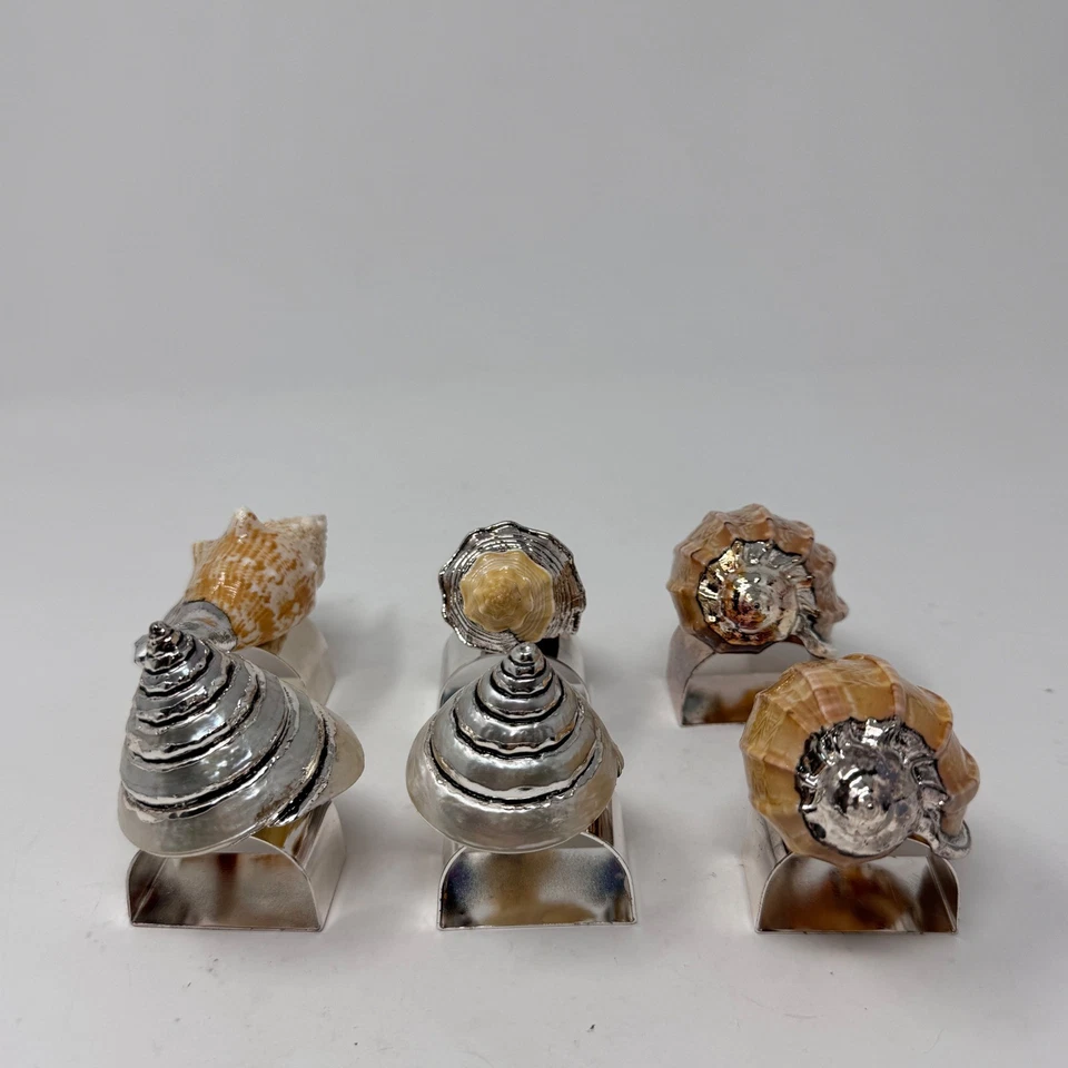 6 Seashell Napkin Rings Nautical Coastal Beach House Dining Decor - Image 4 of 4