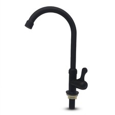Kitchen Faucet Black Plastic Steel Single Handle Cold Water Tap for Sink