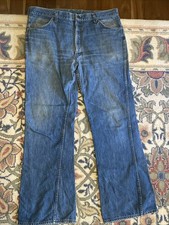 Vintage 1970  s Flare Bell Bottom Denim Jeans 40x32 Light Wash Sears jean joint