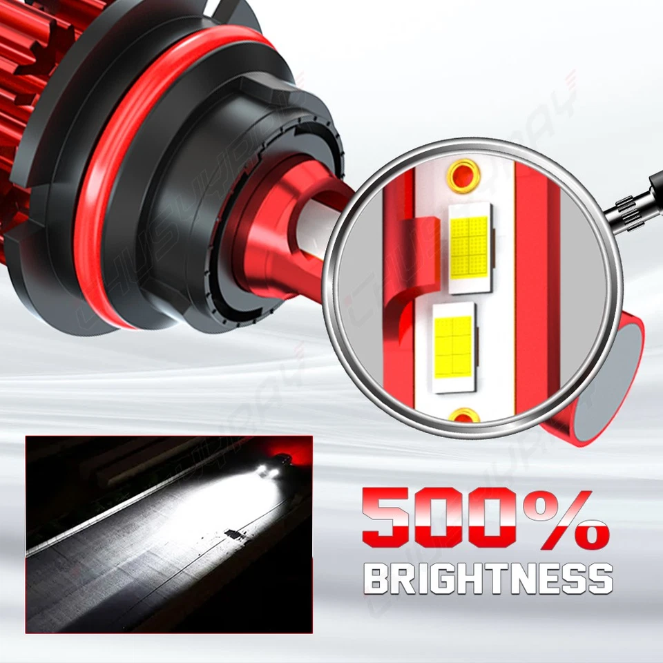 For Chrysler Intrepid 1993-1997 9007+H3 LED Headlight Hi/Lo + Fog Light Bulb 4PC - Image 4 of 4