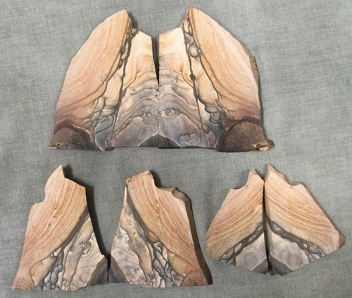 Blue Biggs Picture Jasper Slab - Lot Of 6 Consecutive Cut - 370 Grams Lapidary