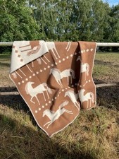 Wolldecke Plaid "Pferd Zimt" aus Norwegischer Wolle 130x200 cm