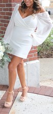 Wedding Elegant White Dress with Flowing Sleeves