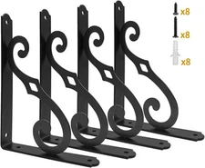 4 Pack 5 Inch Wall Mounted Metal L Bracket Decorative Shelf Support Brackets
