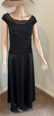 JS Collections Black Off-Shoulder Evening Gown Dress Mesh Tiered Bodice ALine 10