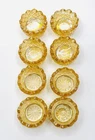 8 Vintage Iridescent Yellow Carnival Glass Salt Dips - Sawtooth Design