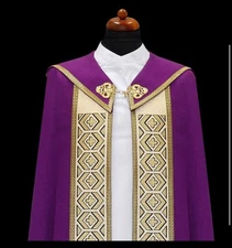 Purple  Damask Cope and matching Stole Vestment