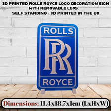 ROLLS ROYCE 3D Printed Sign Self-Standing, Wall Mountable Logo Desk Shelve Décor
