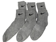 Nike Grey Quarter Cut Socks Ankle Swoosh 6 Pair Athletic Medium NEW Activewear