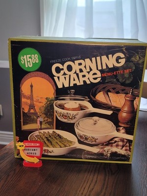 New In Box New Old Stock Corningware SPICE OF LIFE  skillets And Sauce Pan Set