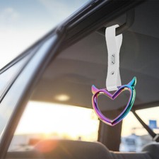 Jdm Tsurikawa Devil Heart Neo Chrome Ring White Pvc Car Bus Handle Strap X1