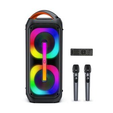 Karaoke Machine with 2 Wireless Microphones,  500W Peak  Dual 60W 6.5"Su