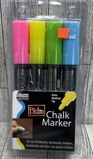 Marvy Uchida Bistro 6 NEON CHALK MARKERS | 6mm MEDIUM TIPPink Yellow Green Blue