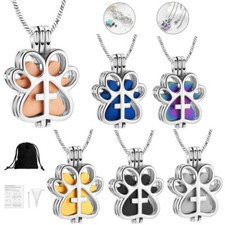 Cremation Pendant Paw Print Urn Necklace for Pet Ashes Memorial Keepsake Jewelry