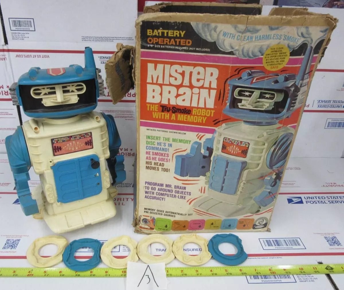 Vintage REMCO Battery Operated Mister Brain Robot with a Memory & Box -for  Parts