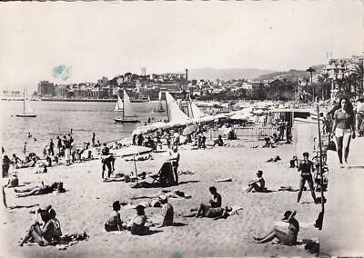 AK Ansichtskarte 10cmX15cm ALPES-MARITIMES CANNES Strand der Kreuzfahrt Stempel 1927