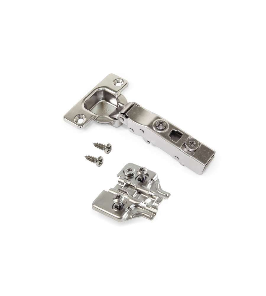 Emuca Kit cerniera collo dritto X91 con chiusura ammortizzata e basetta con mont