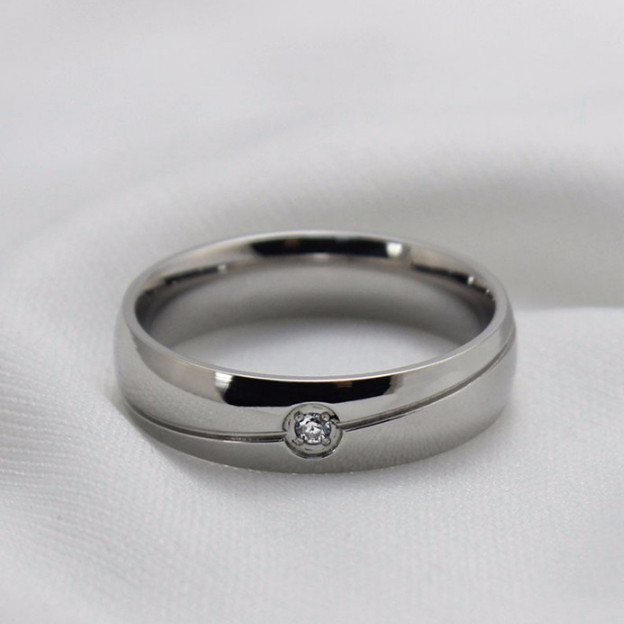 Coppia Fedi Fedine Solitario Cuore Martellate Acciaio Nere - DRG Gioielli - Foto 5