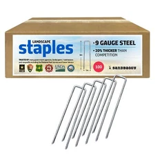 Sandbaggy 9 GAUGE Landscape Staples - 20% Thicker - SOD Staples Garden Stakes