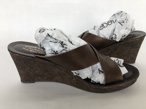 Kork Ease Womens Wedge Slip On Slide Sandals Bronze “Geena” Size 9 Comfort - Picture 5 of 8