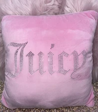Juicy Couture Velour Pink Decorative Pillow 16”X 16” New No Tags