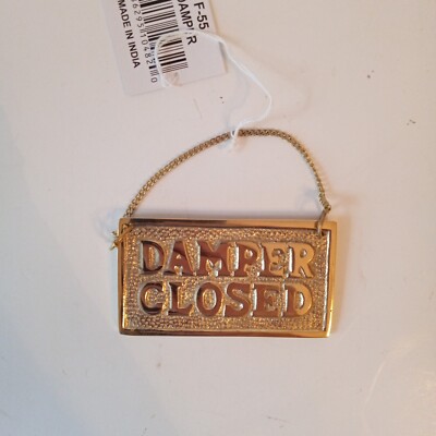 Solid Brass Hanging Open Closed Damper Sign Vintage Metal Fireplace ...