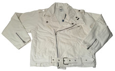 Wrangler weiße Denim Bikerjacke Größe XS Damen asymmetrisch Moto P2P 20 Inch